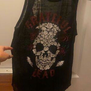 Grateful Dead Sheer Tank - Black Logo - Chaser Brand Tank - Small